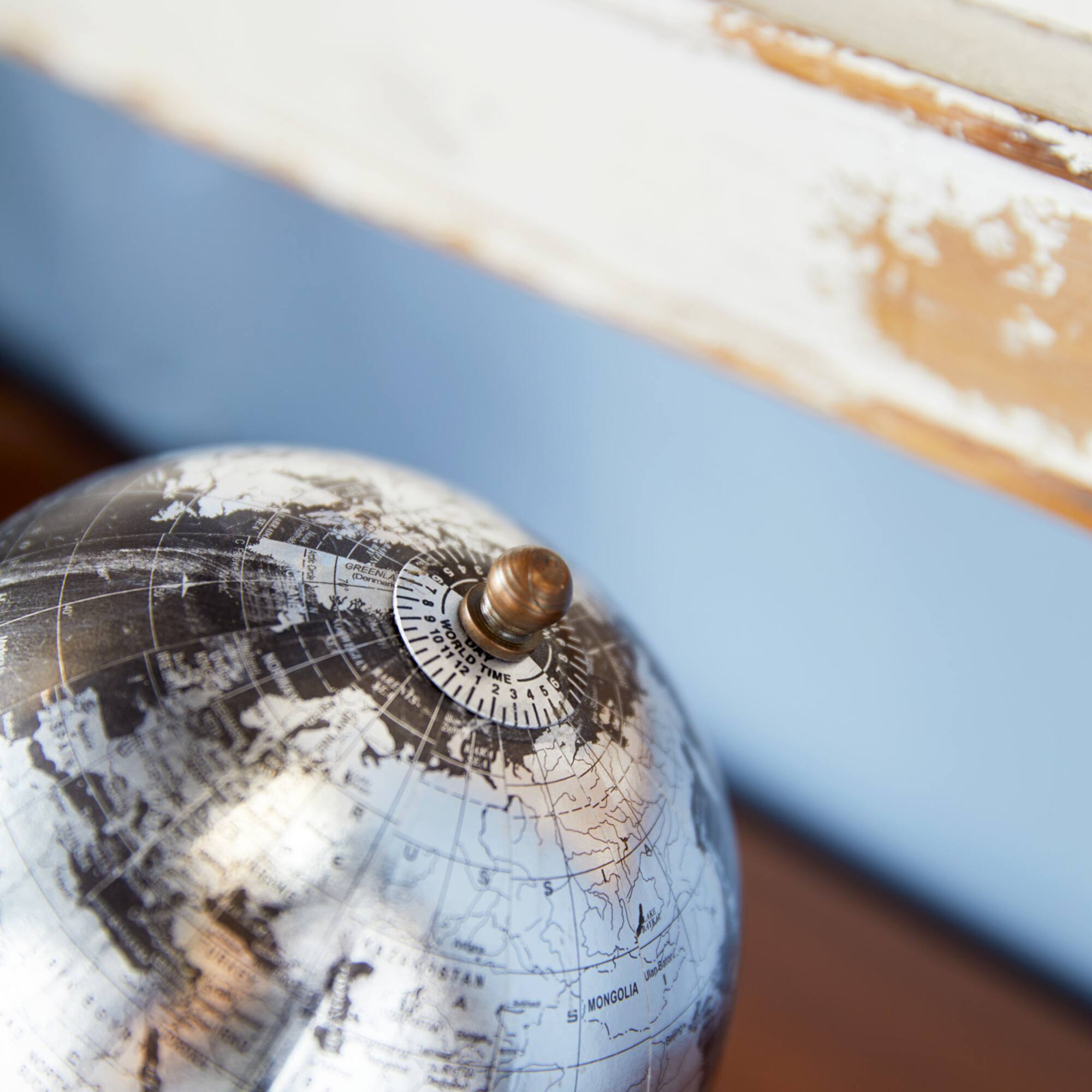 7" Black Marble & Metal Modern Globe